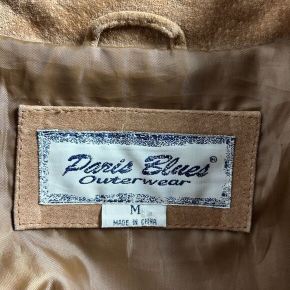 Paris Blues Outerwear Womens Brown Suede Leather Jacket Medium Full-Zip Pockets - Picture 3 of 12